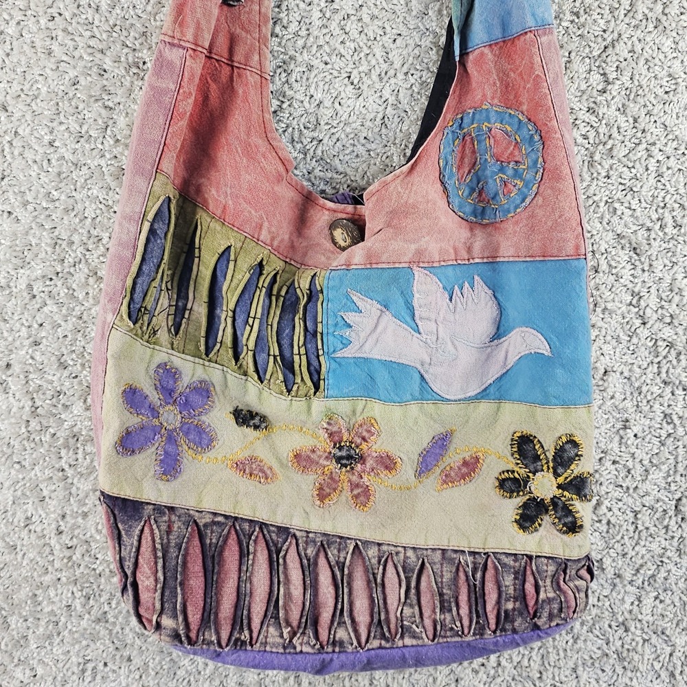 Tungta Imports Boho Patchwork Crossbody Bag Hippie Boho Swan Peace Made In Nepal